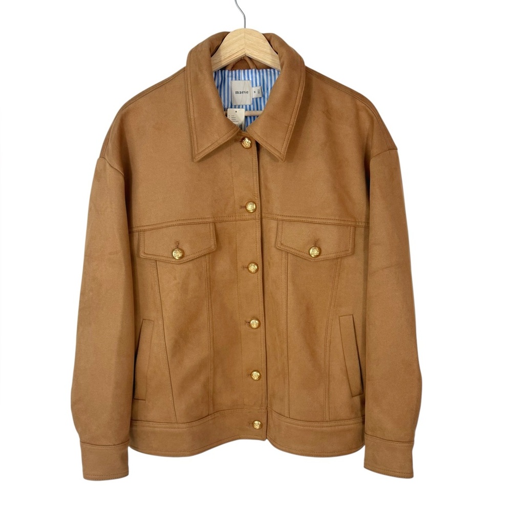 Anthropologie Maeve Faux-Suede Trucker Jacket Medium May fit Large - Picture 6 of 12